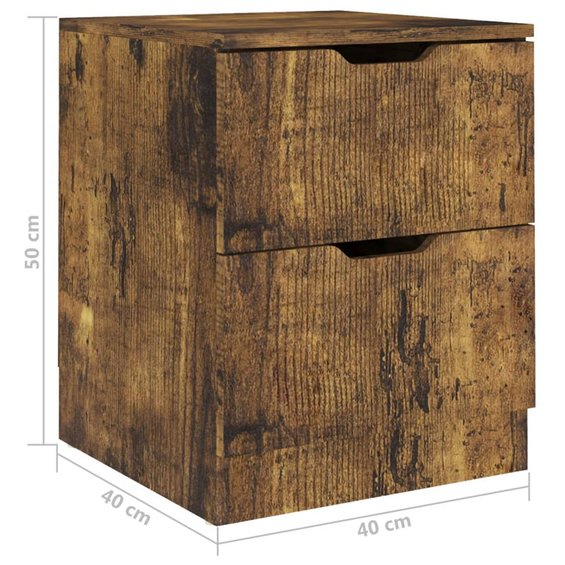 Side Table with Storage, Smoked Oak