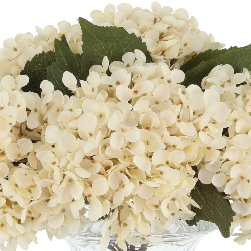 Mixed Peony And Hydrangea Bouquet In Pedestal Vase, Cream