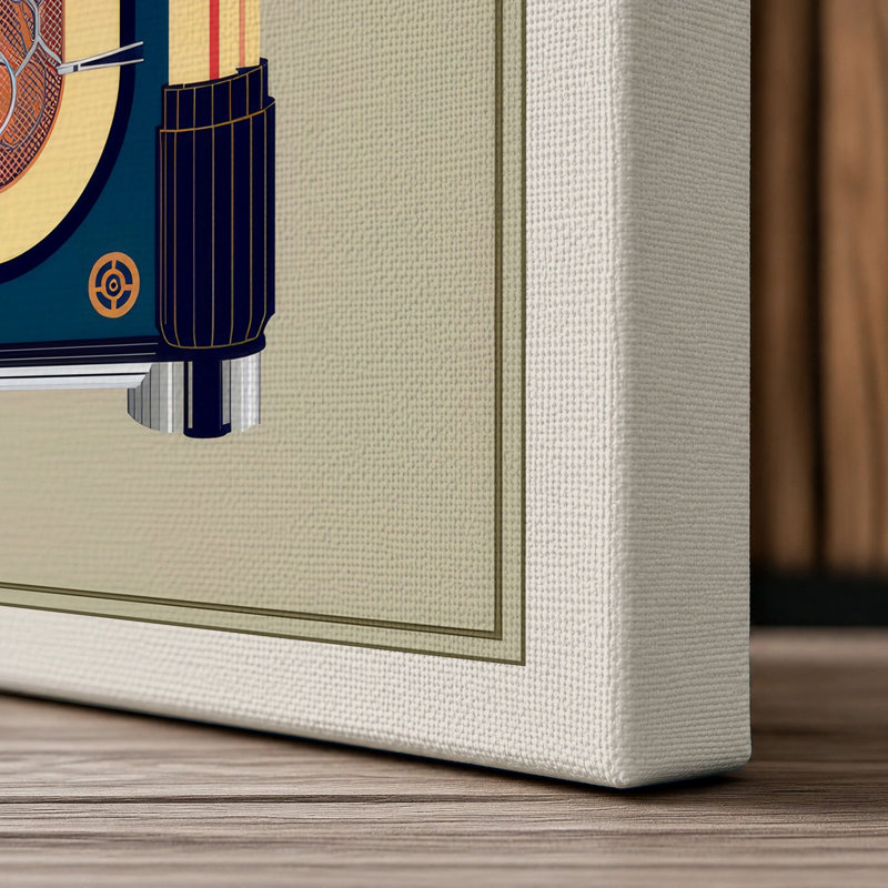 Jukebox Art Deco - Wrapped Canvas, 18x12 - 45.7 x 30.5 cm, Cream Border