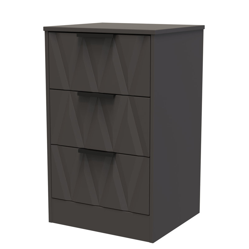 Las Vegas 45cm W Manufactured Wood Bedside Table, Graphite Black