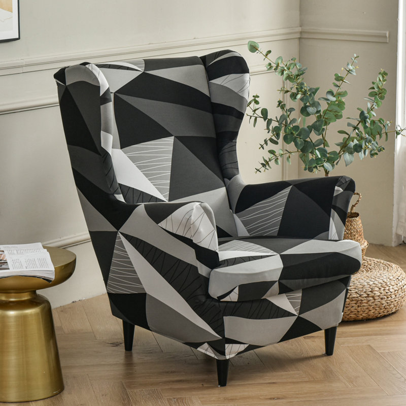 Housse extensible pour tabouret tigre, Noir / gris 100% coton