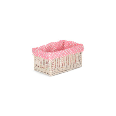 Spotty Lined Storage Wicker Basket