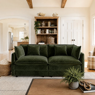 Modern Loveseat Sofa, Chenille Upholstered 2-Seater Couch, Deep Seat Compact Sofa with Removable Cushion Covers, Comfortable Sofa for Living Room, Apartment & Bedroom