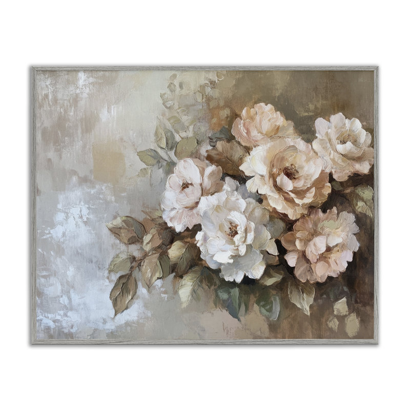 «Pastel Budding Blooms», art de la giclée encadrée par Petal Prints Design, H 16 po x l 20 po, Estampe numérique Farmhouse