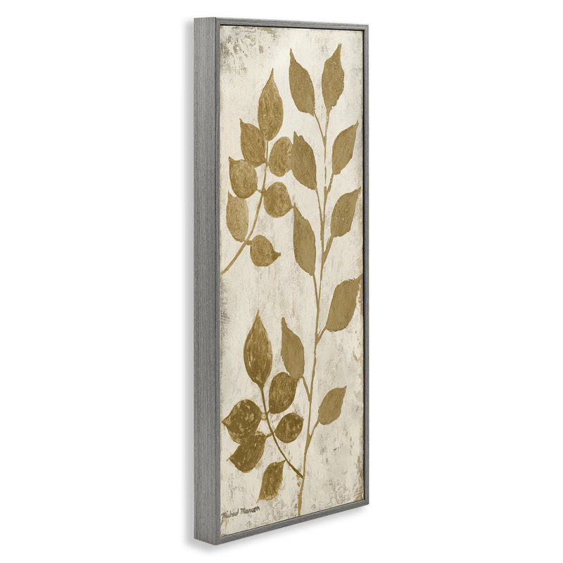  Natural Leaves Overlap Giclee Art by Michael Marcon, 24'' H x 10'' W, Farmhouse Gray Framed Giclee