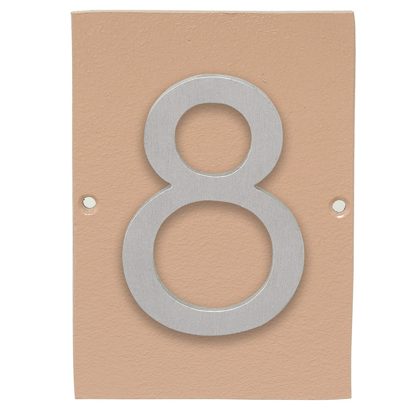 Plaque d’adresse murale sur 1 ligne flottante, Taupe, Aluminium brossé, Oui