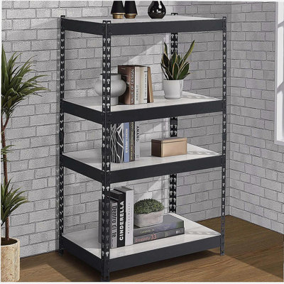 Natural and Black 4-tier Bookcase
