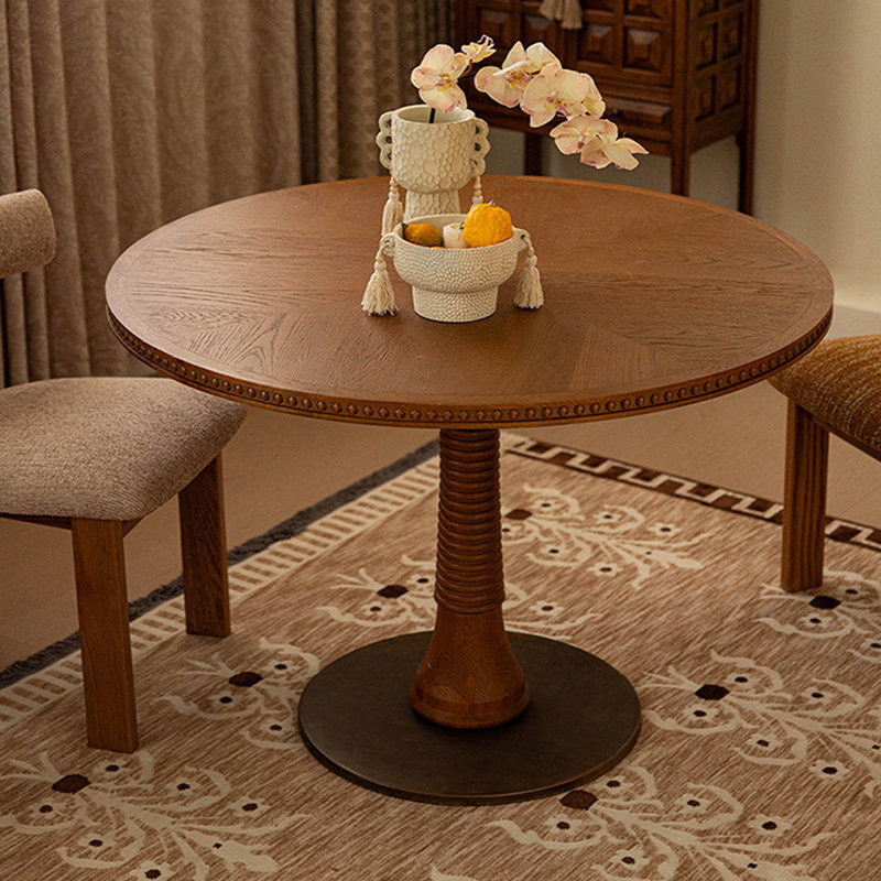 Table ronde en bois massif, H 29,92 po x l 31,5 po x P 31,5 po