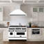 Hotte de cuisine en acier inoxydable avec coquille blanche matte et poignée ZLINE Autograph Edition 48 po-2137183645