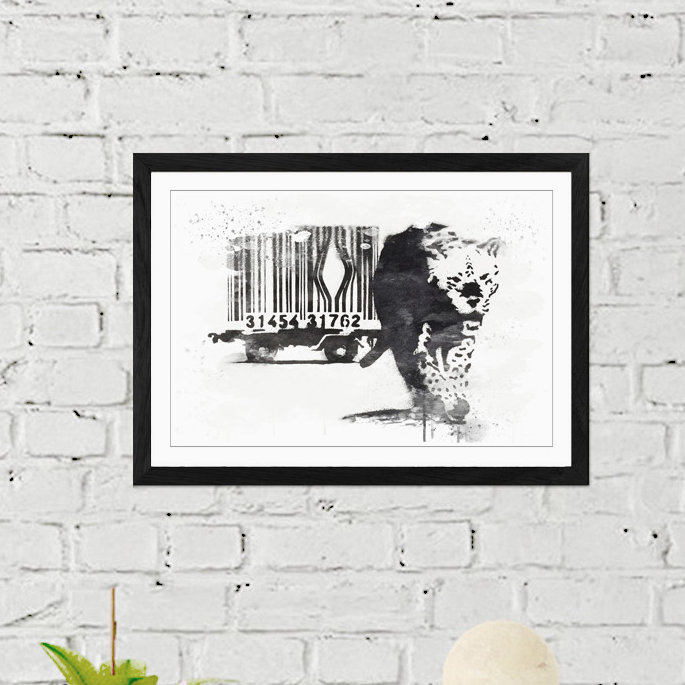 Banksy Barcode Graffiti - Wall Art, 45cm H x 62cm W, Framed Picture