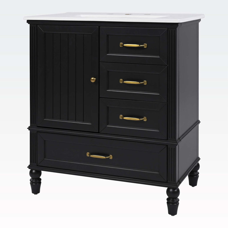 30" Bathroom Vanity with Sink, Black