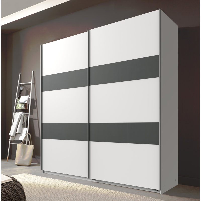 Galahad 2 Door Manufactured Wood Wardrobe, 198cm H x 135cm W x 64cm D, White/Graphite