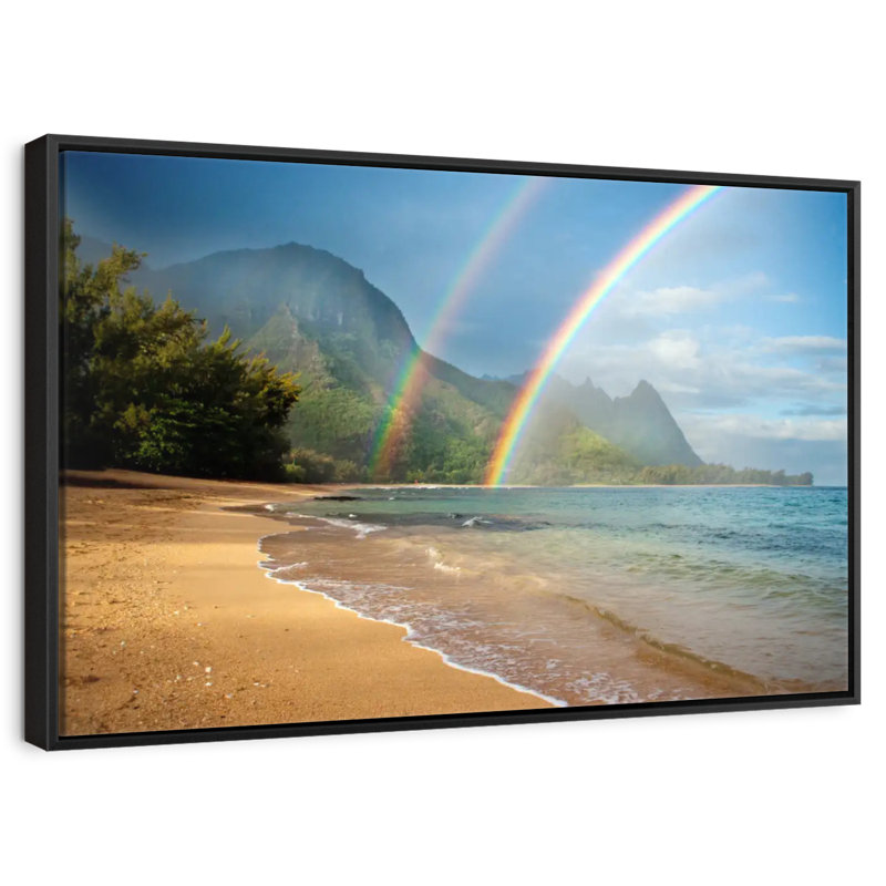 Double arc-en-ciel Kauai, 19 po x 13 po, Cadre flottant noir
