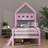 Twin-Size Wooden Platform Bed With Safety Guardrails And Integrated Drawers-1461088373