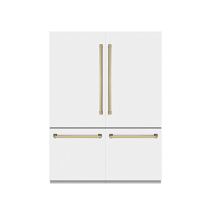 ZLINE Autograph Edition 60 in. 32.2 cu. ft. French Door Built-In Bottom Freezer Refrigerator with Water Dispenser and Ice Maker in Stainless Steel with Graphite Gray Interior and Accents