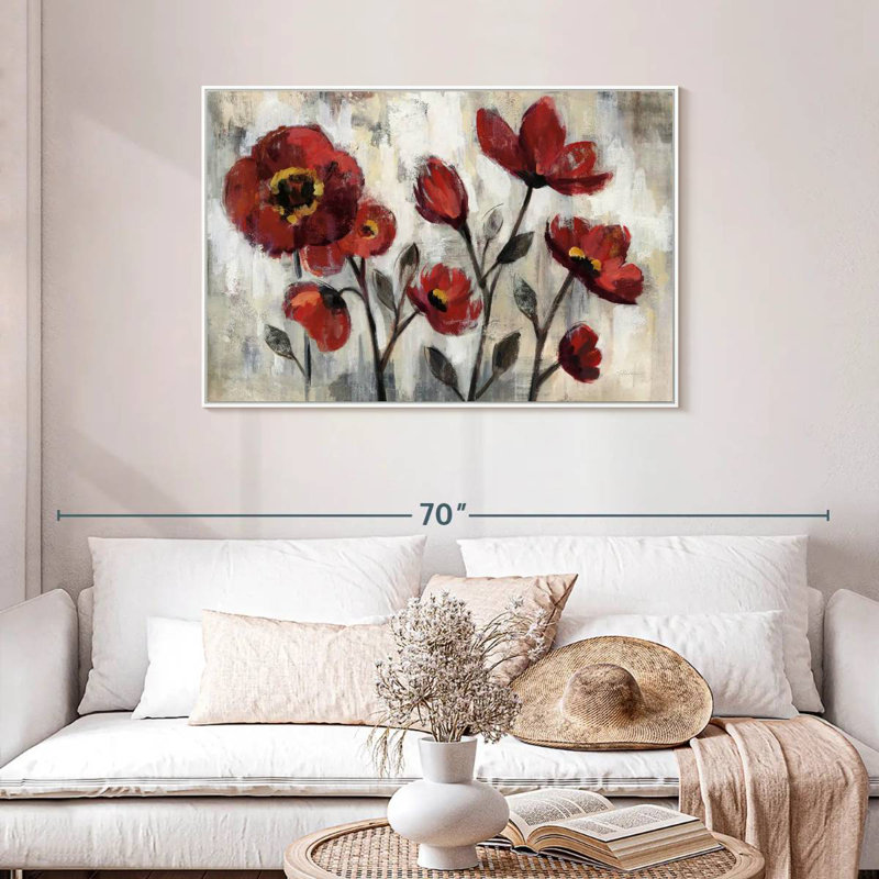 Simplicité florale, Cadre flottant blanc, 43 po x 29 po