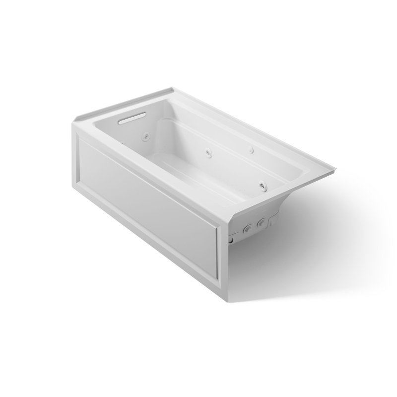 Archer 60-in X 32-in Integral Apron Whirlpool  Heated Bubblemassage Air Bath with Left-hand Drain, Ice Grey, Left