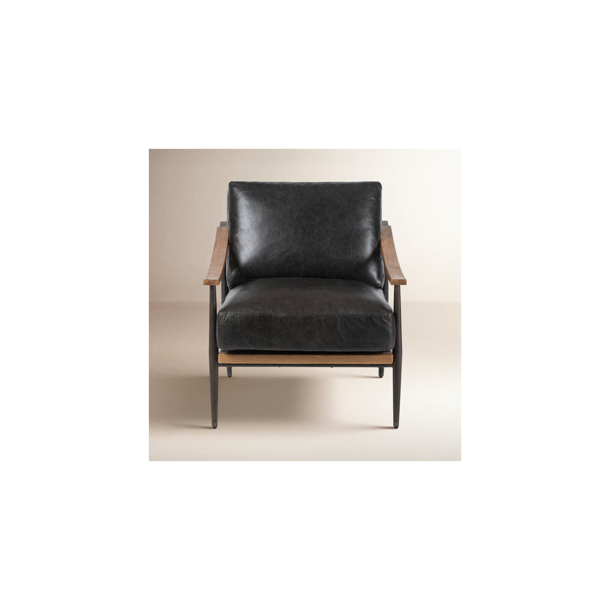 Paralimni Club Armchair, Sonoma Black Genuine Leather
