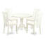 Ensemble de table à manger 5 pièces pour 4 personnes comprenant une table de salle à manger ronde avec piédestal et 4 chaises, blanc lin-866058936-866058937