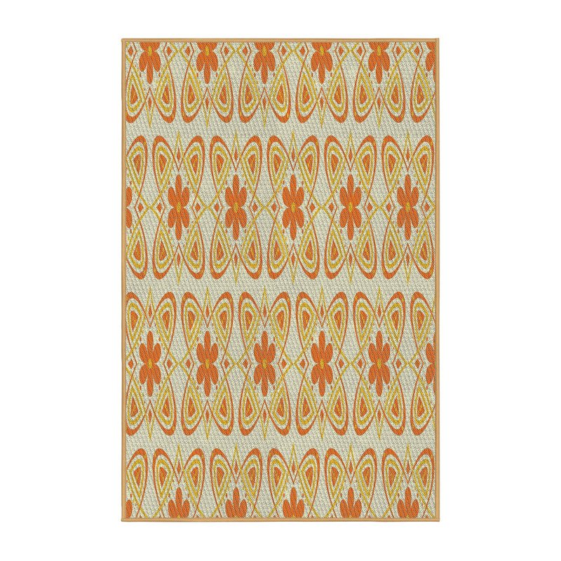 Tapis de zone jaune/orange à motifs, Rectangle 5 pi x 7 pi
