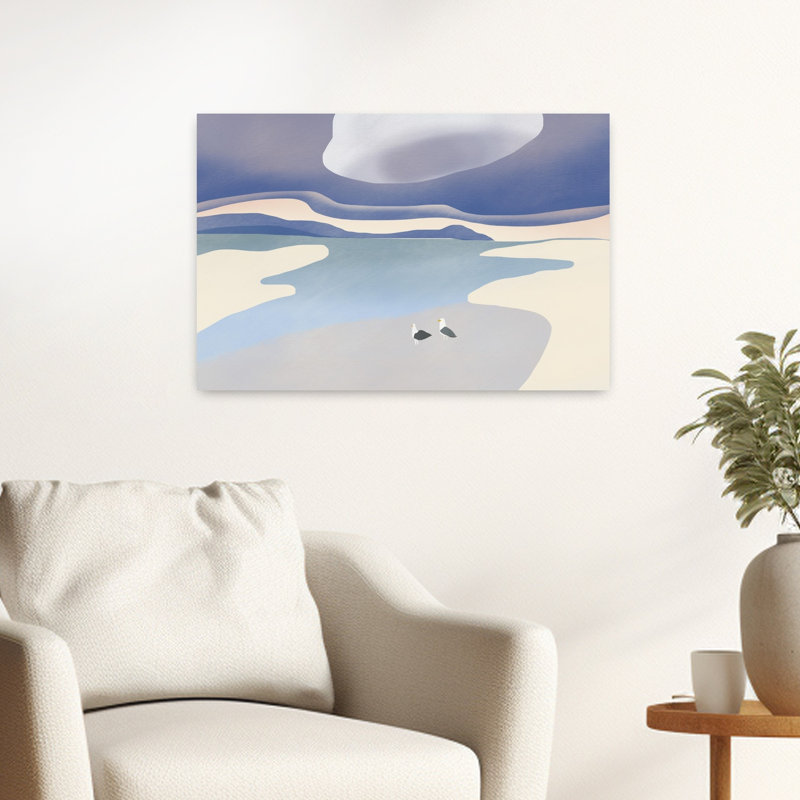Seagulls On Serene Beach by Little Dean - Wrapped Canvas Print, 40.64 cm H x 60.96 cm W