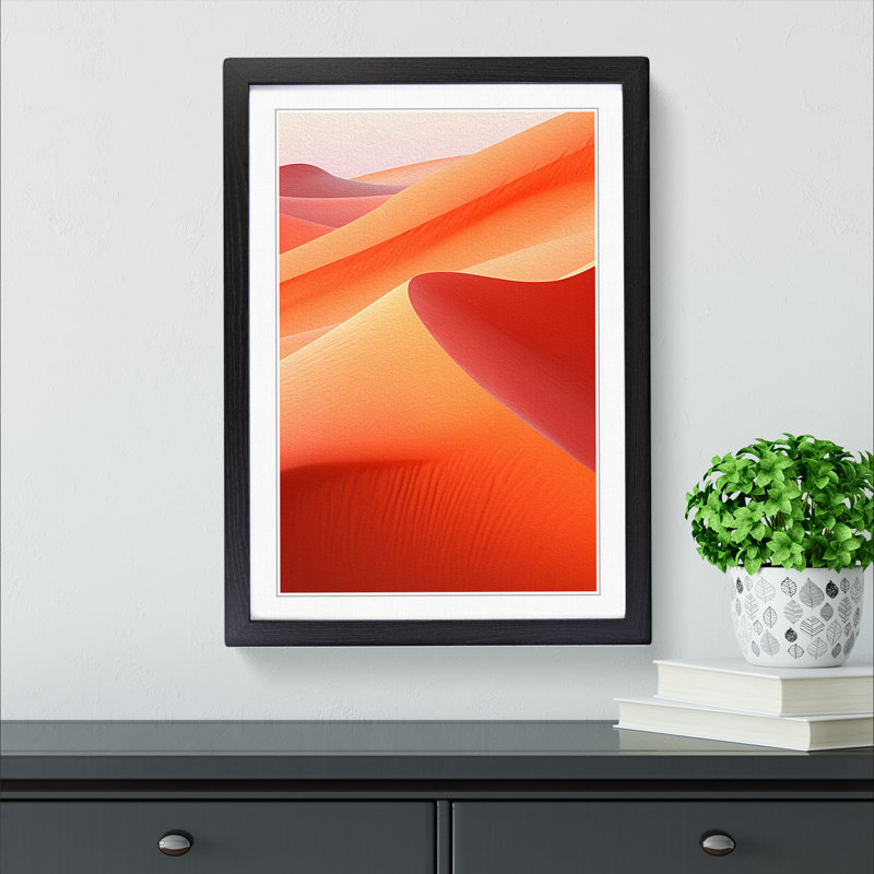 Desert Colour Field - Single Picture Frame Rectangle Print on Wood, 64cm H x 46cm W, Black Framed