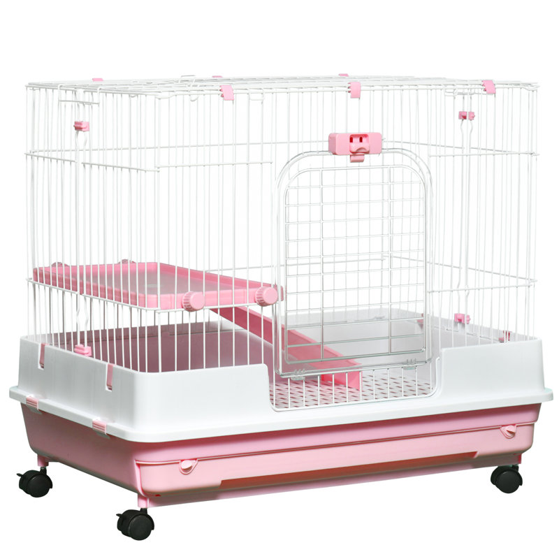 Cage avec rampe Caines Chinchilla, Rose, 26" H x 32" W x 20.75" D