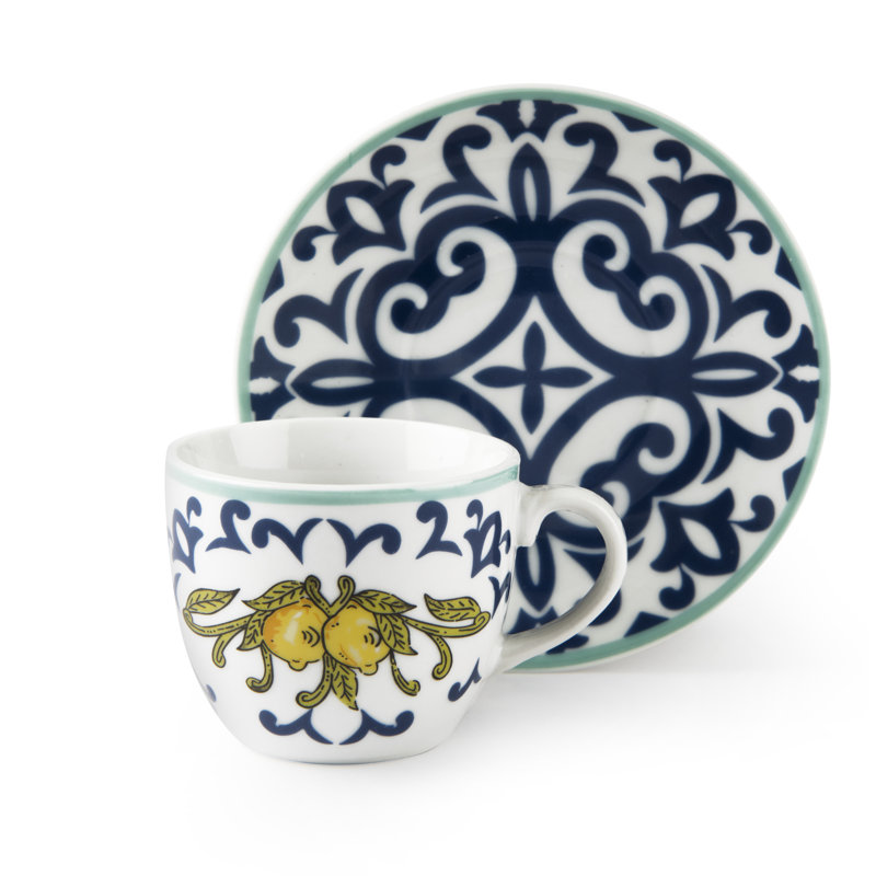 Amalfi Porcelain Espresso Cup and Saucer