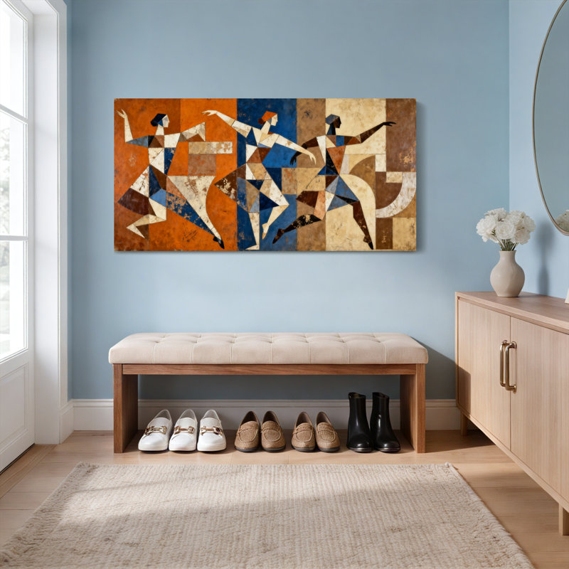 «Geometric Dancers», ensemble de 1 reproduction d'art sur toile tendue, H 12 po x l 36 po
