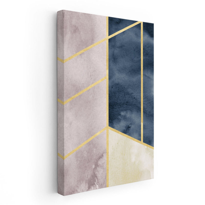 «Watercolor Abstract with Gold», reproduction d'art sur toile, H 30 po x l 20 po