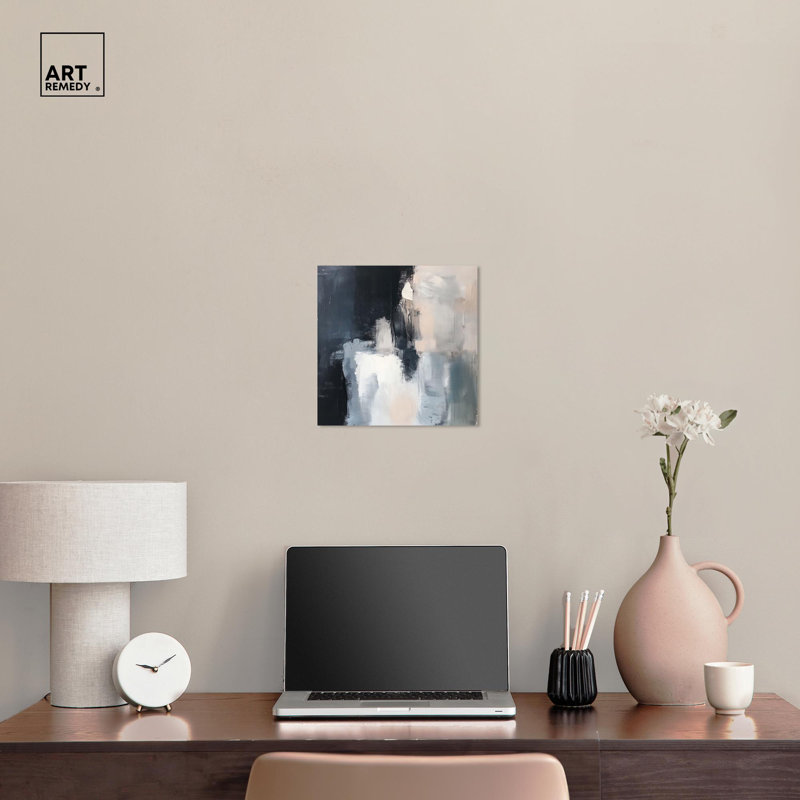 Textured Serenity Neutral Abstract Gallery Wrapped Canvas Art, 12" x 12"