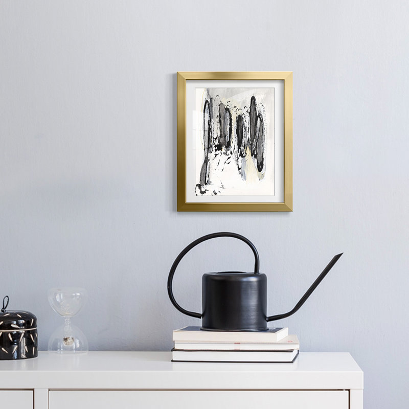 Grey Scribbles I -Framed Print, 28.5" H x 20.5" W, Gold