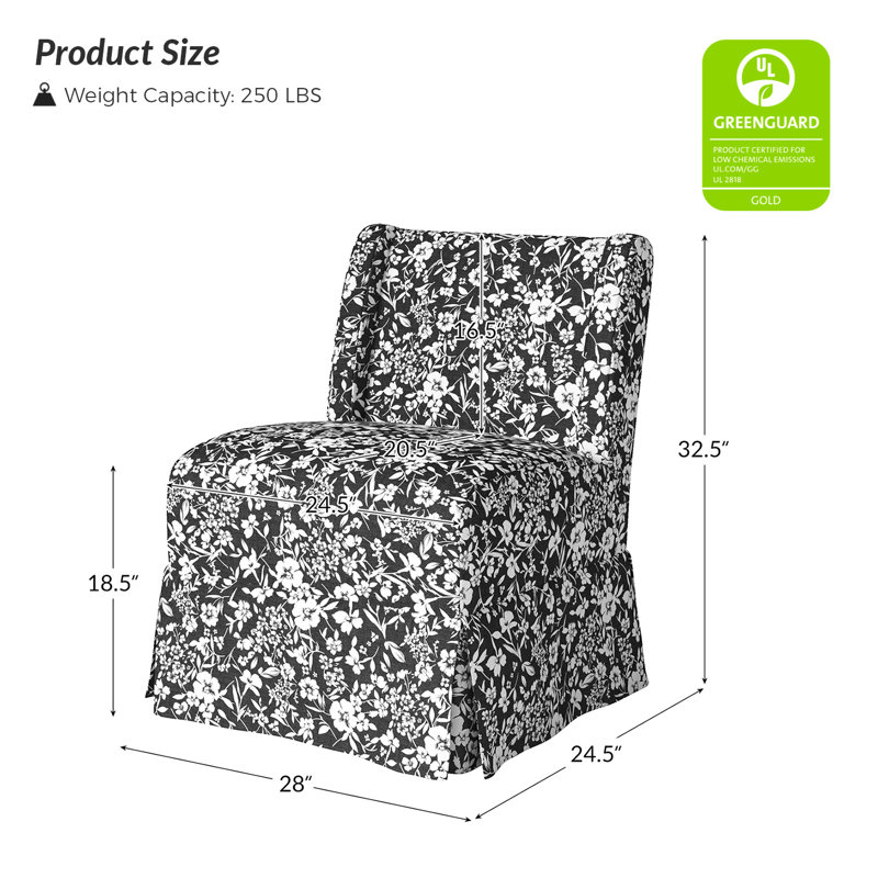 Averykate 28'' Wide Slipcovered Parsons Chair, Black/White