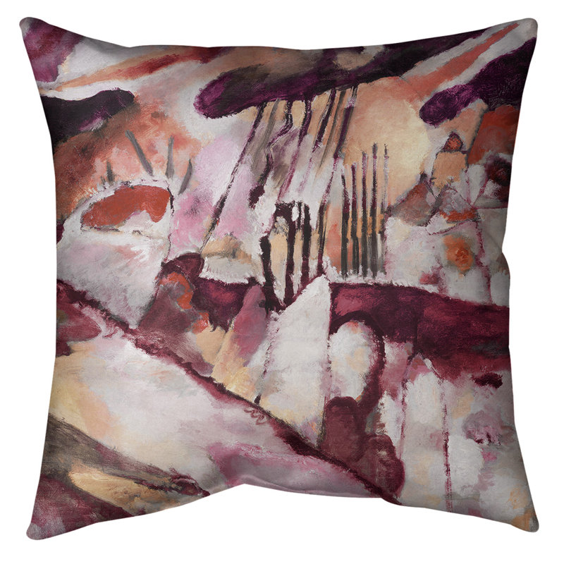 Coussin décoratif avec une pluie paysager, 20 po x 20 po, Rouge, Sergé de coton