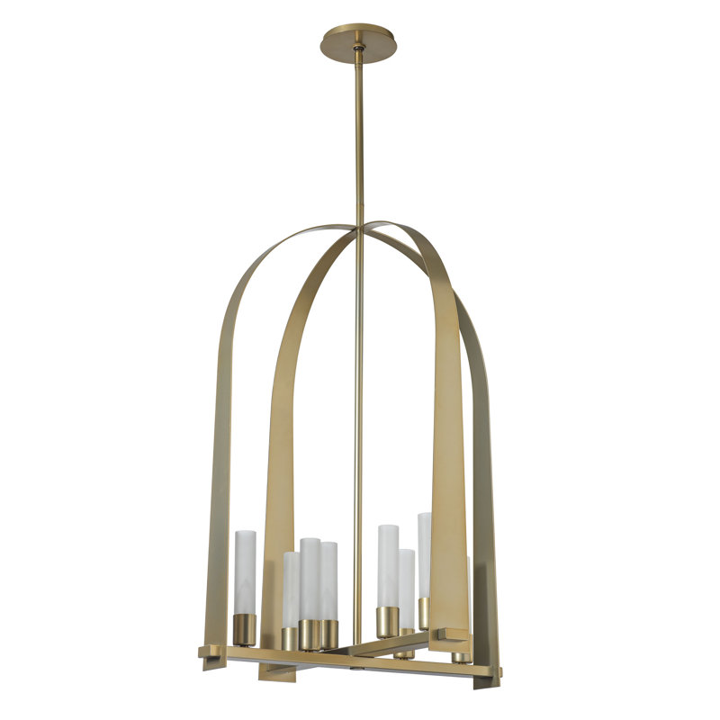Triomphe 8 - Light Lantern Geometric Chandelier, Modern Brass