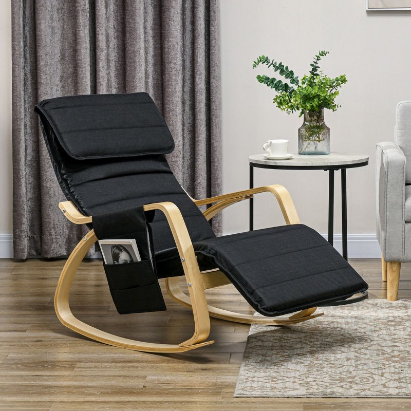 Davina Solid Wood Rocking Chair, Black