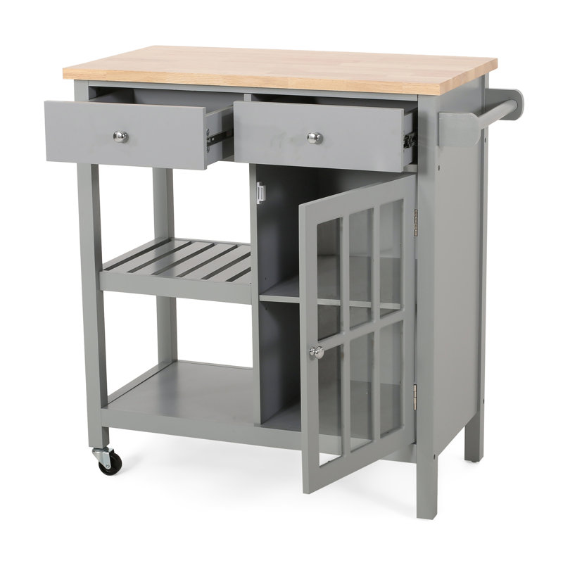 Chariot de cuisine avec porte-serviettes, tablettes et deux tiroirs pour la cuisine