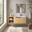Base de meuble-lavabo 48 po avec portes à fermeture douce, armoire de rangement en bois d'ingénierie à finition chêne pour salle de bain, salle d'eau (lavabo non inclus)
