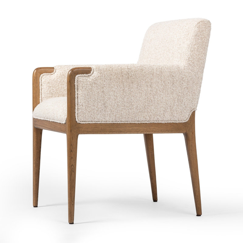 Ledger Upholstered Arm Chair, Cream Polyester Blend
