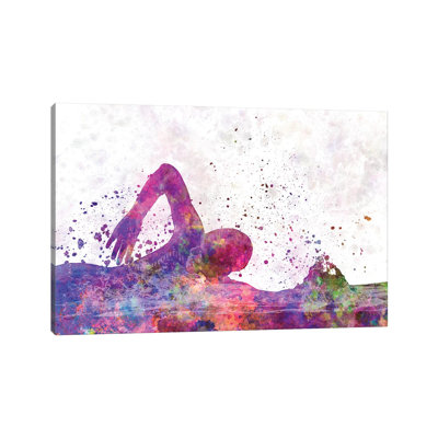 Swimming Silhouette I by Paul Rommer - Wrapped Canvas Painting