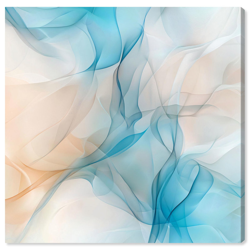 Art abstrait bleu sur toile Quori II , Toile tendue, H 16 po x l 16 po