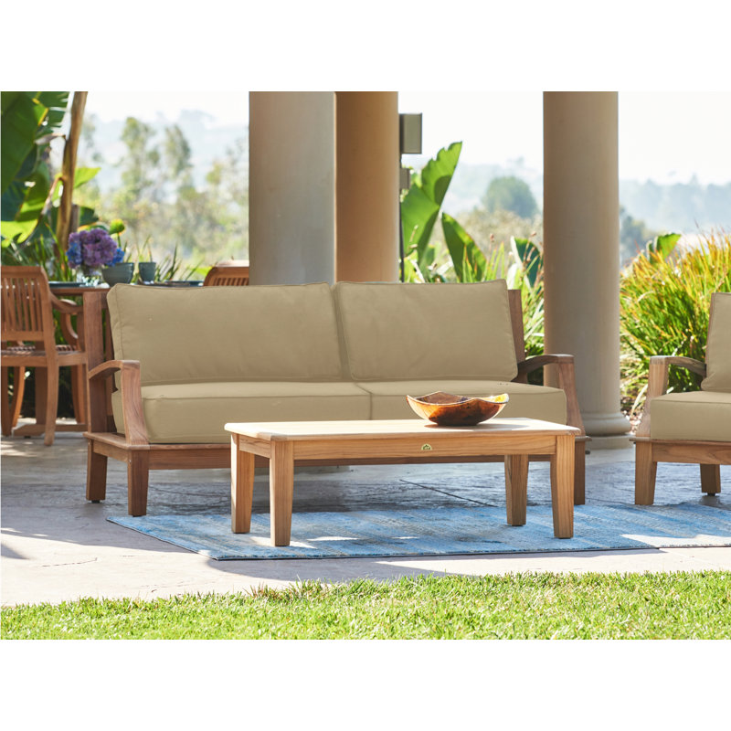 Sofa d'extérieur en teck Hildana Grande, Sunbrella® Play Camel