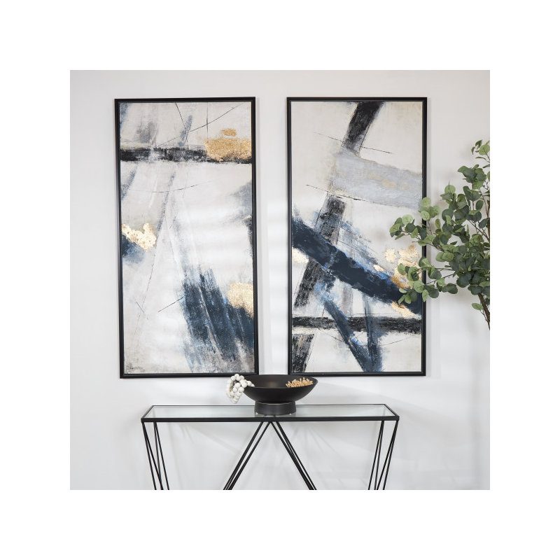 «Lines Abstract», ensemble de 2 impressions encadrées sur toile