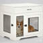 Cage pour chien conçue comme un meuble, table d'appoint pour chenil