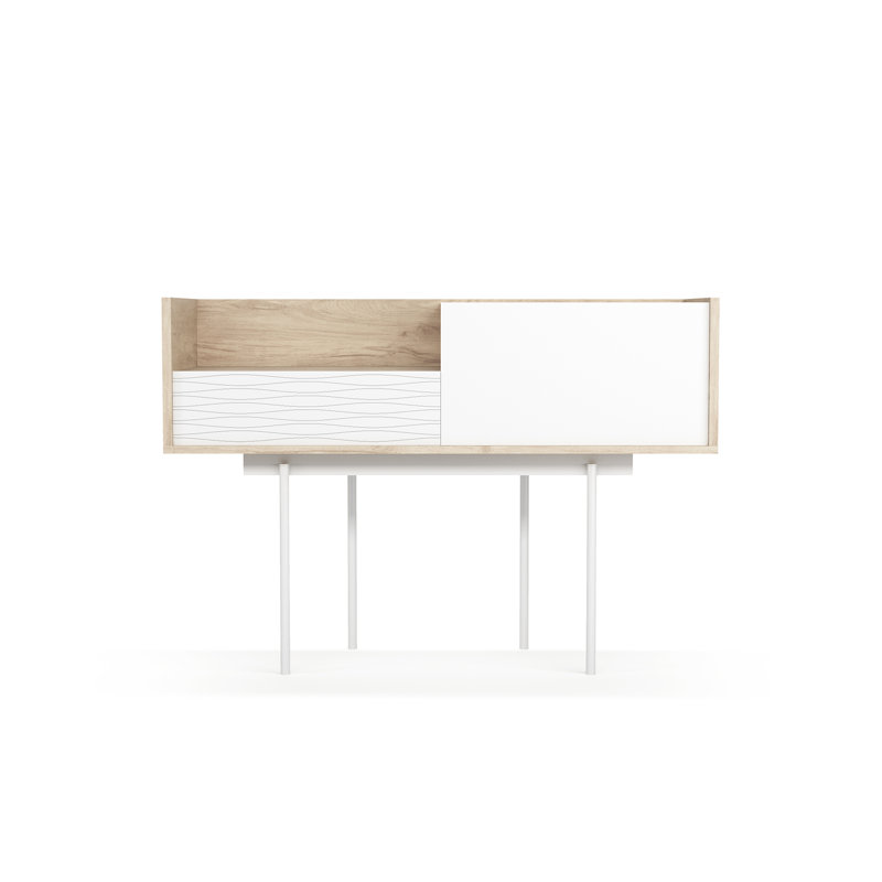 Gad 98cm Console Table, Light Oak/White, Blanc, 84cm x 122cm x 41cm