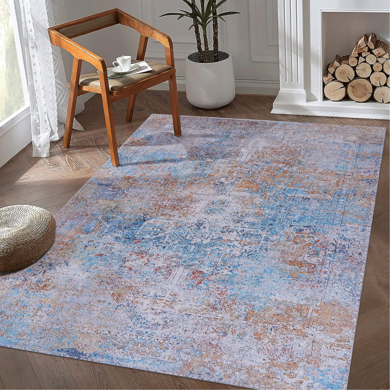 Yellow Area Rug 3X5, Machine Washable, Low-Pile, Non-Slip, Non-Shedding, Foldable - Delicate And For Living Room, Bedroom, Kitchen, Dining & Pet Comfortable