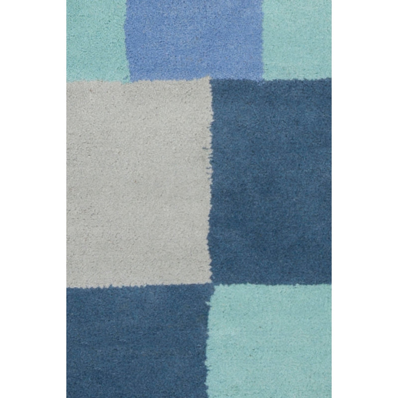Tapis bleu / beige / vert touffeté à la main Cloral, Rectangle 5 pi x 7 pi 6 po