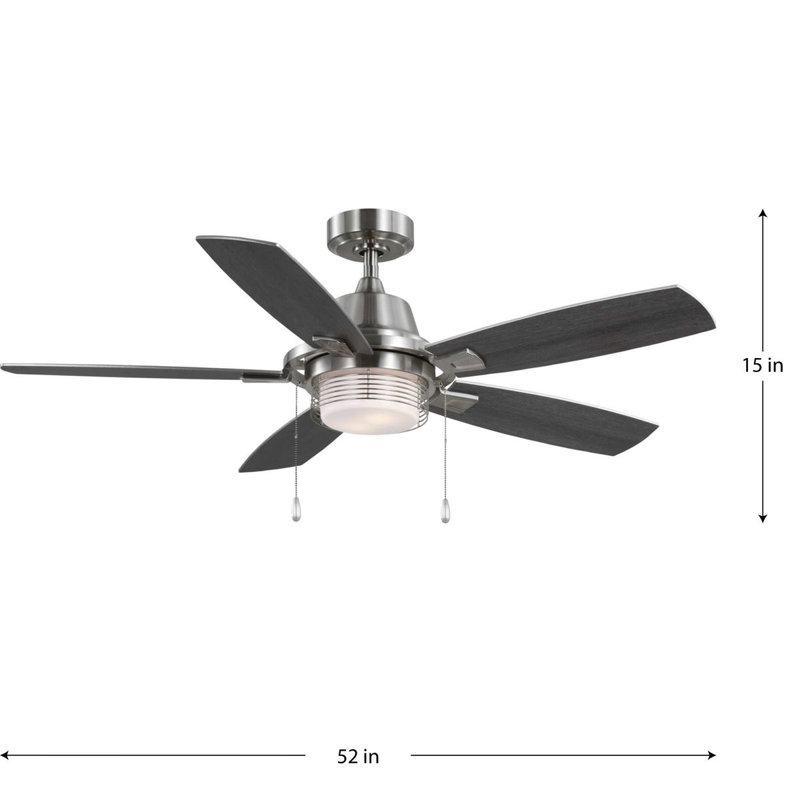 52'' Ceiling Fan with Light Kit, Brushed Nickel