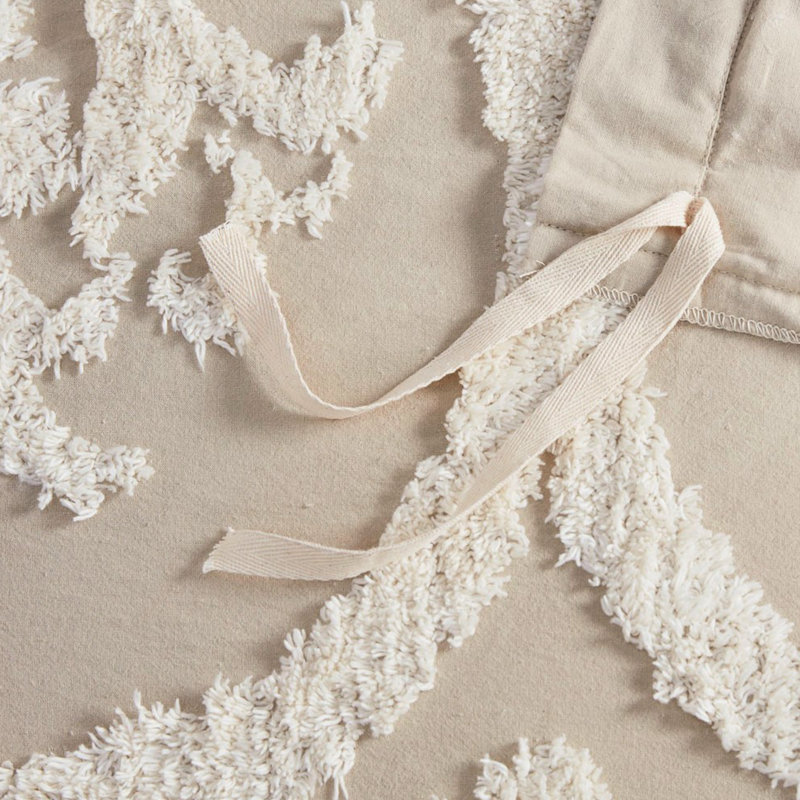 Ensemble de literie en chenille de coton 3 pièces, double / grand, avec fermeture à boutons et cravates, pour une nuit de détente