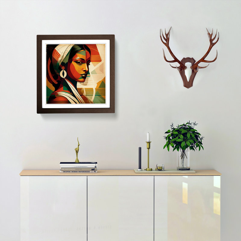 Indian Woman Constructivism - Framed Print, Walnut